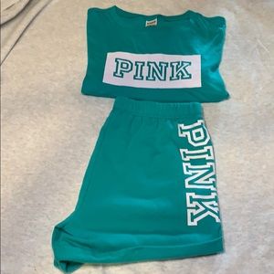 Pink set Lg top Med shorts